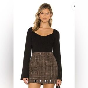 Line & Dot Melissa Bell Sleeves Black Sweater Heavy Slinky Knit